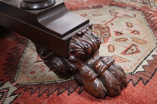 A mid-19th century carved rosewood library table, W.137cm